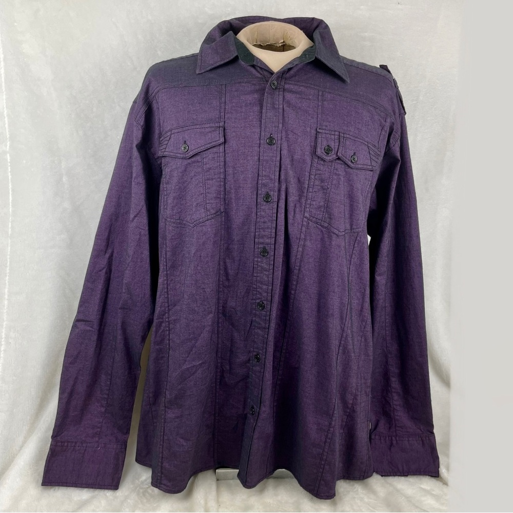 BKE Buckle Button Down Shirt Men’s Purple Long Sleeve Athletic Fit Stretch 2X